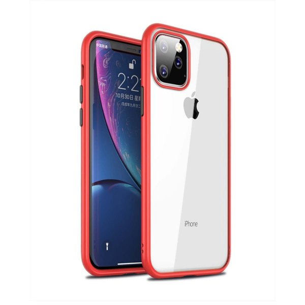 iPhone 11 Pro Max Cover Stødsikkert Rødt Transparent