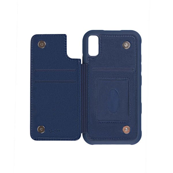 iPhone Xr Cover med Udfoldelig Kortholder Blå