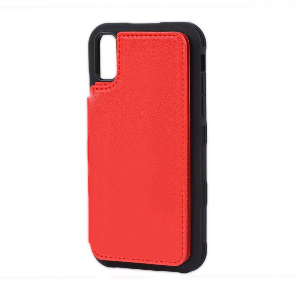 iPhone X/iPhone Xs Etui med Udklappeligt Kortholder Rød