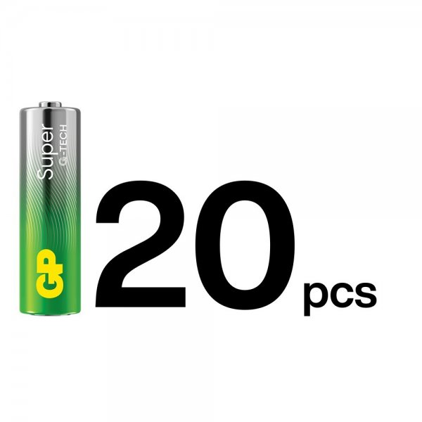 GP Super Alkaline AA-batteri 15A/LR6 20-pak