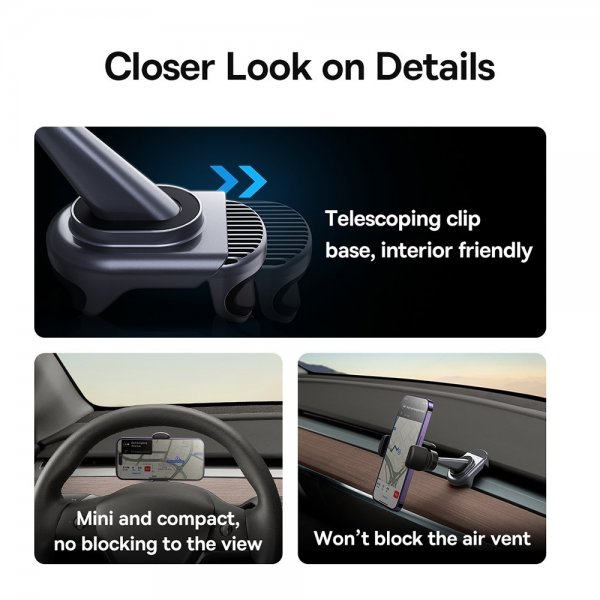 Baseus Tesla Model 3/Y Mobilholder T-Space Solpanel