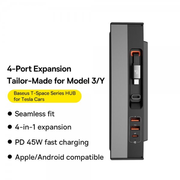 Baseus T-Space Series USB-hub til Tesla 45W