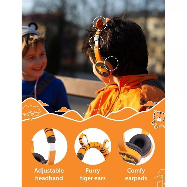 Planet Buddies Kablede Høretelefoner til Børn Charlie the Tiger Furry