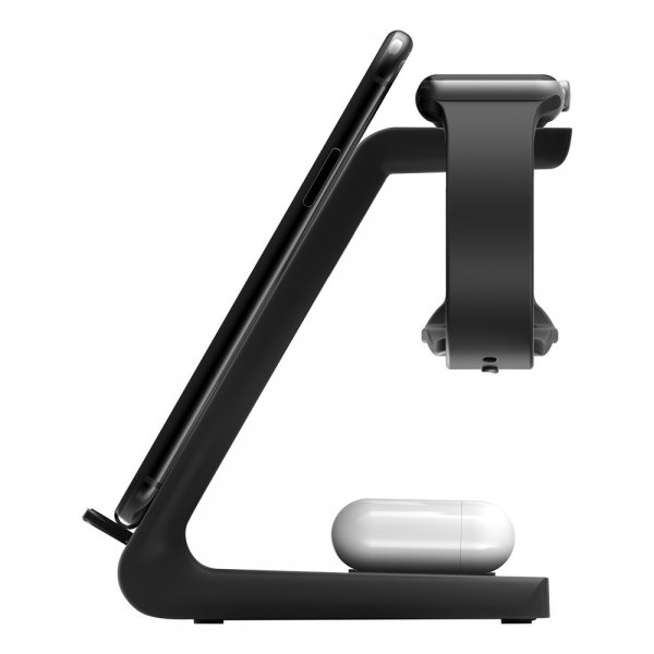 Deltaco Trådløs Oplader 3-i-1 Wireless Charger Sort