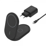 Belkin Trådløs Oplader BoostCharge 2-i-1 Foldbar MagSafe Qi2 15W Sort