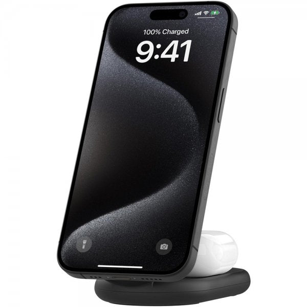 Belkin Trådløs Oplader BoostCharge 2-i-1 Foldbar MagSafe Qi2 15W Sort