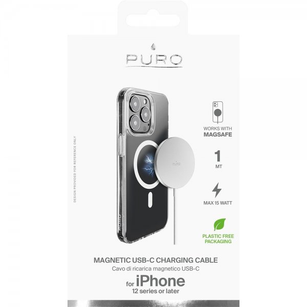 Puro Trådløs Oplader Magnetic USB-C Opladerkabel MagSafe Hvid