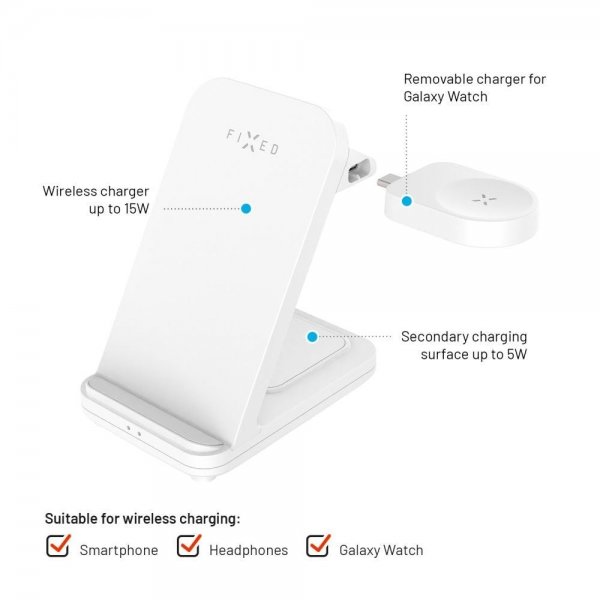 Fixed Trådløs Oplader Powerstation til Samsung 3i1 15W Hvid