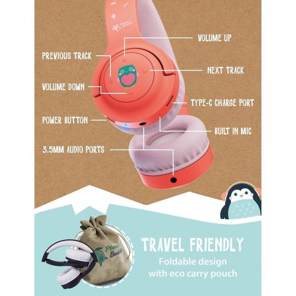 Planet Buddies Trådløse Hovedtelefoner til Børn Pepper the Penguin