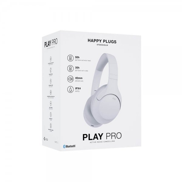 Happy Plugs Trådløse Hovedtelefoner Play Pro ANC Over-Ear Hvid