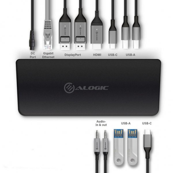 ALOGIC USB-C og USB 3.0 Triple Display Dockingstation 4K & strømforsyning 80W