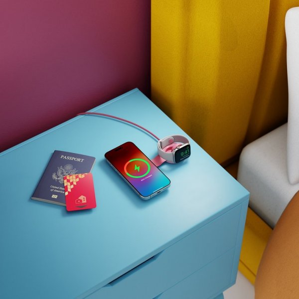 Twelve South Trådløs Oplader ButterFly SE 2-i-1 Qi2 MagSafe Rosa