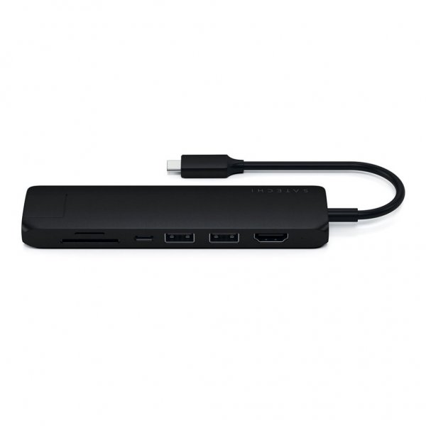 Satechi Slim USB-C MultiPort med Ethernet Sort