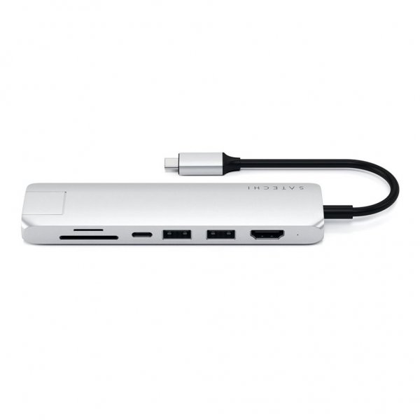 Satechi Slim USB-C MultiPort med Ethernet Sølv