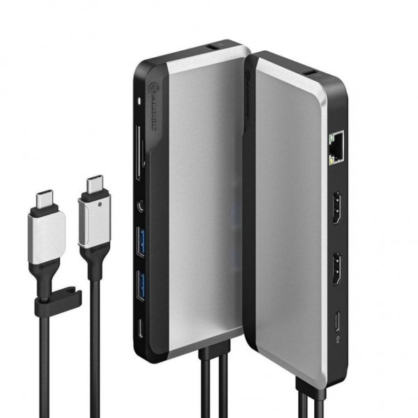 ALOGIC Dual USB-C Super Hub 10-i-1-hub Dual HDMI 4K@60Hz Space Grey