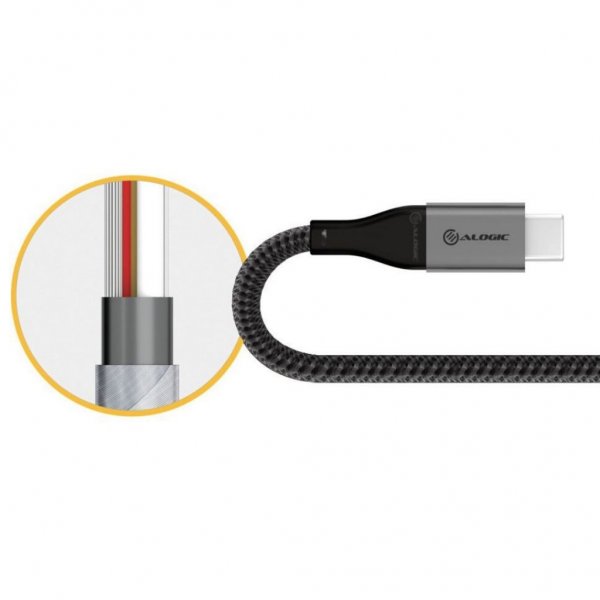 ALOGIC Ultra USB-A til USB-C kabel 3A/480Mbps 30 cm Space Grey