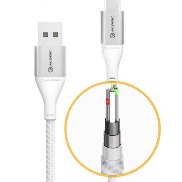ALOGIC USB-C til USB-A kabel 3A/480Mbps 1.5m Sølv