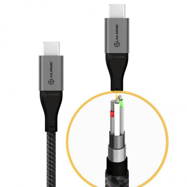 ALOGIC Ultra USB-C til USB-C kabel 5A/480Mbps 30 cm Space Gray