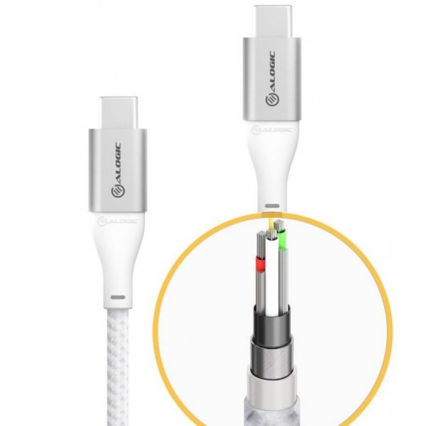ALOGIC Ultra USB-C til USB-C kabel 5A/480Mbps 30 cm Sølv