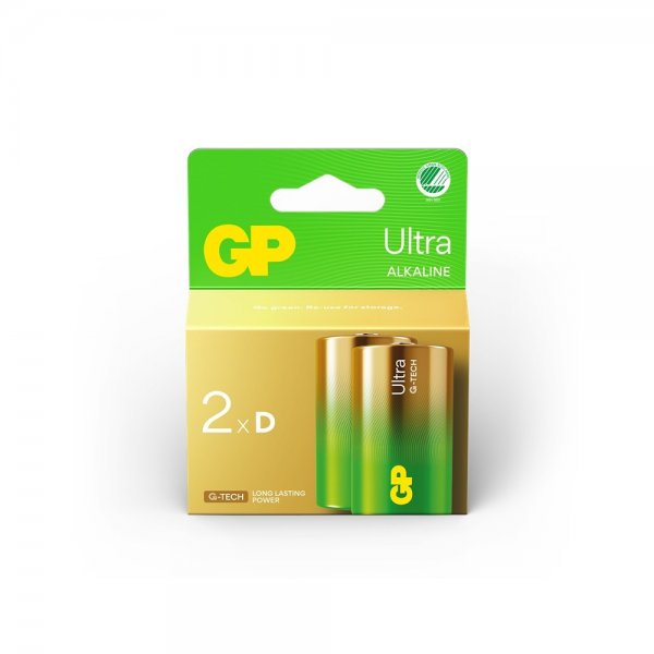 GP Ultra Alkaline D-batteri 13AU/LR20 2-pak