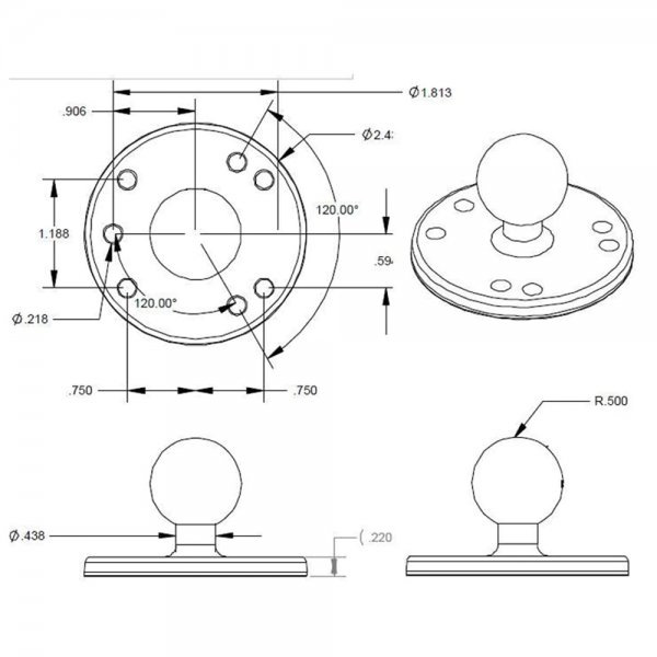 Armor-X 2.5" Rund Plade AMPS Universalfæste