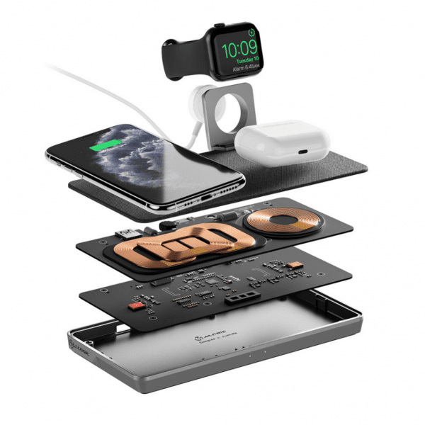 ALOGIC Ultra Power 3-i-1 Trådløs Dobbelt Opladningsstation med Apple Watch-holder