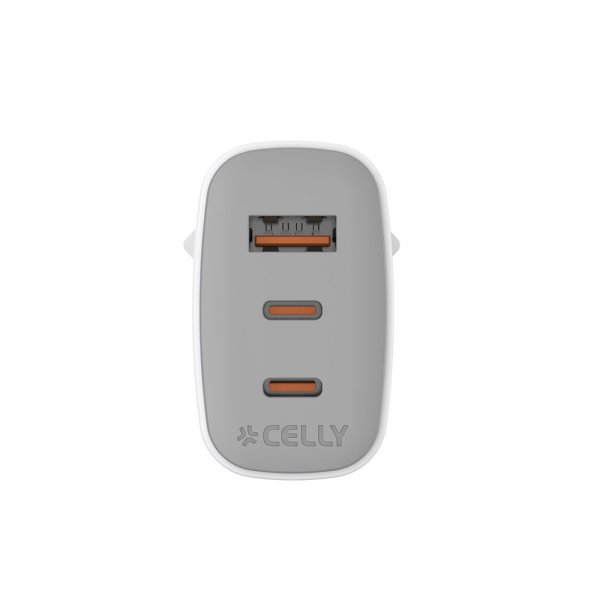 Celly 65W GaN Vægoplader 2xUSB-C & USB-A