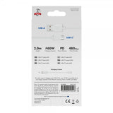X2O USB-A til USB-C Kabel Basic 60W 2m Hvid