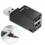 USB-adapter med 3 USB-porte Sort