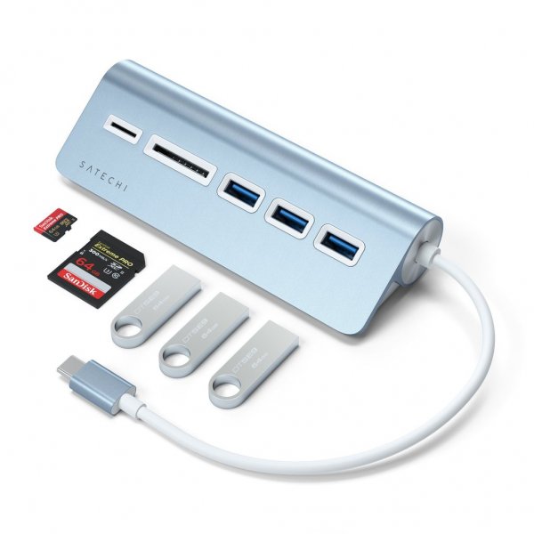 Satechi USB-C Combo Hub til stationær computer Blå