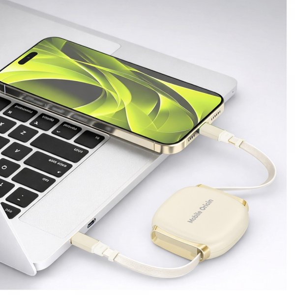 Mobile Origin USB-C Kabel 100W Kabelboks med udtræk Beige