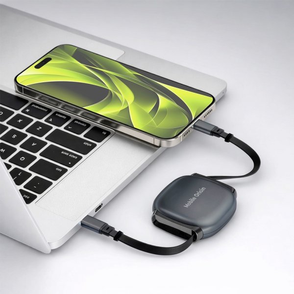 Mobile Origin USB-C Kabel 100W Optrækkeligt Kabel Boks Grå