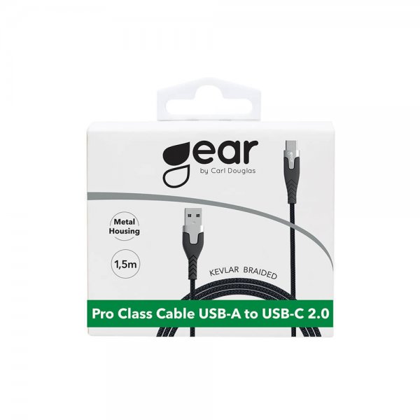 Gear USB-C Kabel Kevlar 1.5 meter Sort