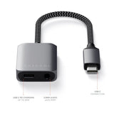 Satechi USB-C til 3.5mm og USB-C PD Adapter Grå