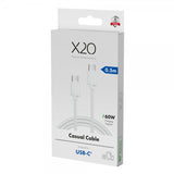 X2O USB-C til USB-C Kabel Basic 60W 0.5m Hvid