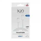 X2O USB-C til USB-C Kabel Basic 60W 1.2m Hvid