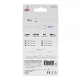 X2O USB-C til USB-C Kabel Basic 60W 2m Hvid