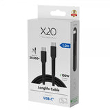 X2O USB-C til USB-C Kabel Longlife 100W 1m Sort