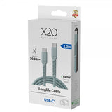 X2O USB-C til USB-C Kabel Longlife 100W 2m Blå