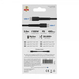 X2O USB-C til USB-C Kabel Longlife 100W 2m Sort