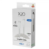 X2O USB-C til USB-C Kabel Longlife 100W 2m Hvid