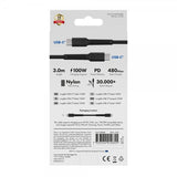 X2O USB-C til USB-C Kabel Longlife 100W 3m Sort