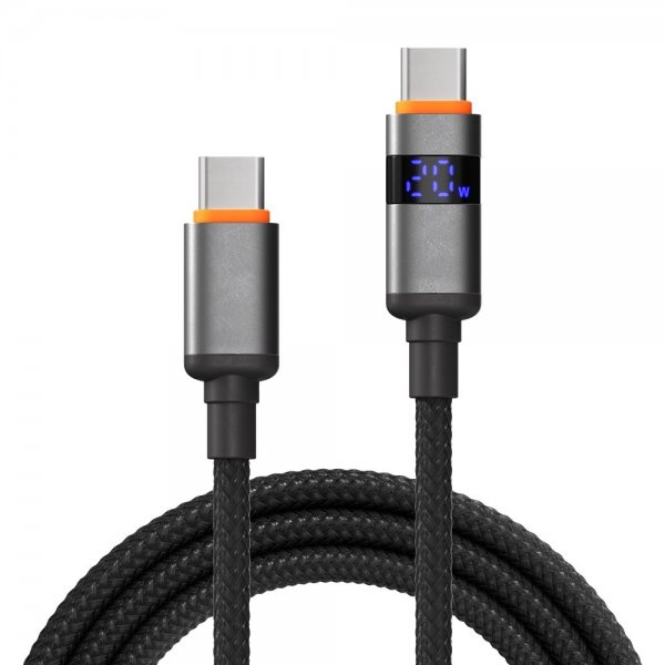 X2O USB-C til USB-C Kabel Longlife LED-display 100W 1.5m Sort