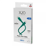 X2O USB-C til USB-C Kabel Superflex 60W 1.5m Grøn