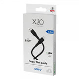 X2O USB-C til USB-C Kabel Superflex 60W 1.5m Sort