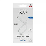 X2O USB-C til USB-C Kabel Superflex 60W 1.5m Hvid