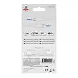 X2O USB-C til USB-C Kabel Superflex 60W 1.5m Hvid