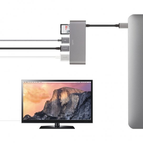 Moshi USB-C Multimedia-hub Sølv