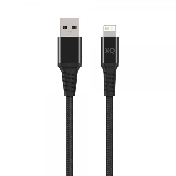 Xqisit USB til Lightning Kabel Flettet Ekstra Stærk 2 m Sort