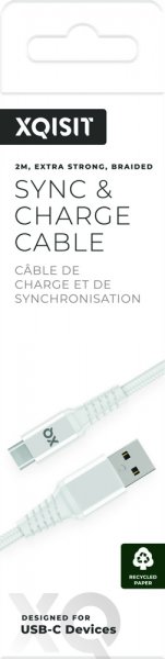Xqisit USB-A til USB-C Kabel Flettet Ekstra Stærk 2 m Hvid